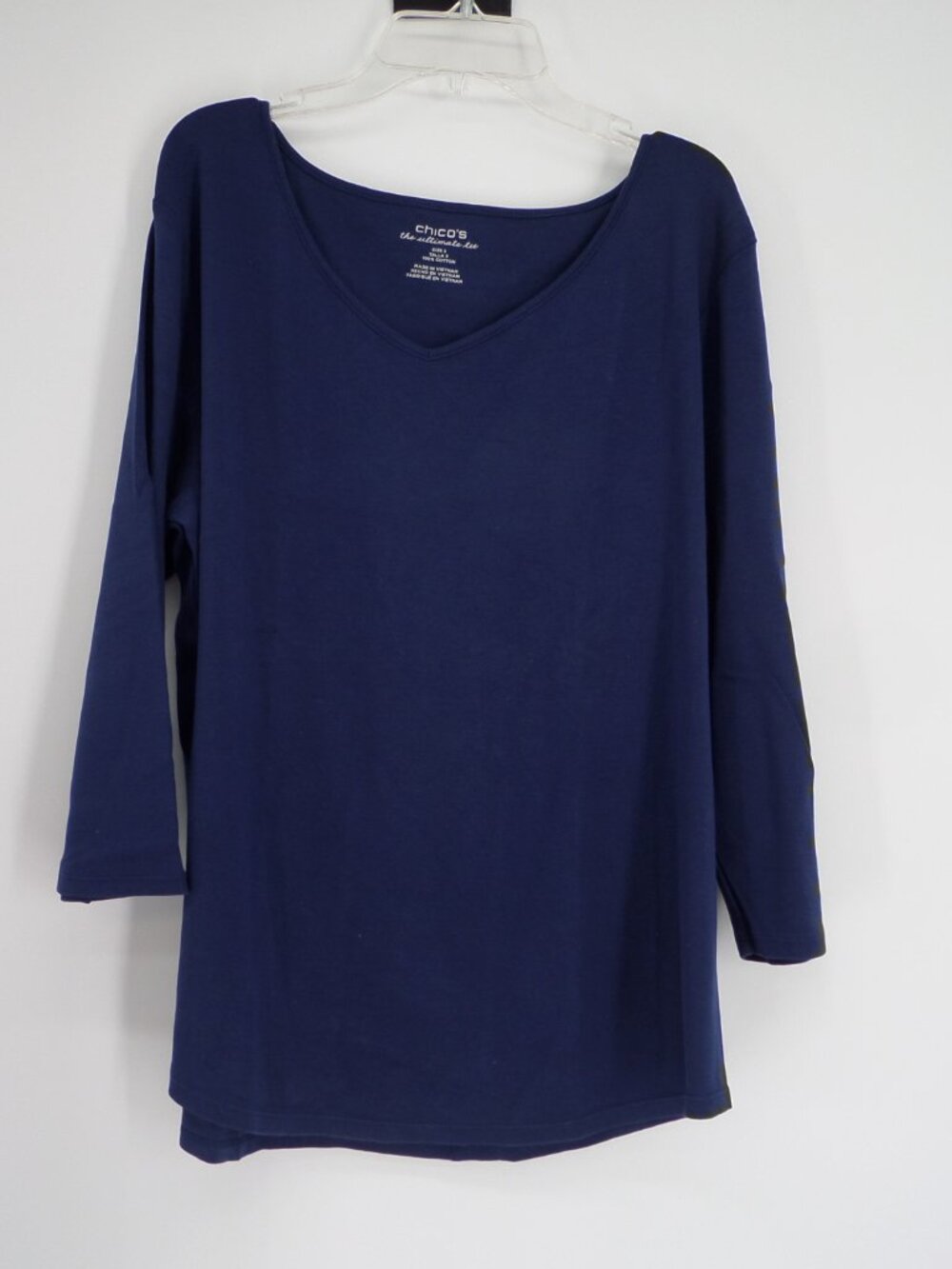 Chico's  Women's 3/4 Sleeve Navy Blue Top  Size 3 US XL